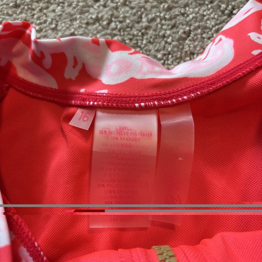 Lilly Pulitzer Royden Rashguard Zip Swim Top Crab Collab Pink Sz 16 MSRP $138 - Picture 3 of 8